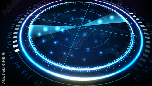 abstract background of futuristic technology screen scan radar interface hud