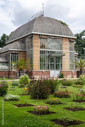 Nantes in France, greenhouse in the Jardin des Plantes, a garden in the city 