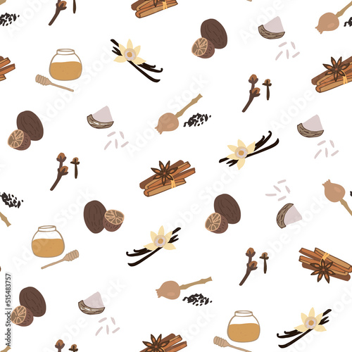 Sweet spices vector seamless pattern