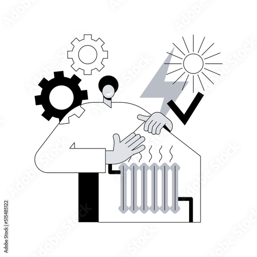 Passive house abstract concept vector illustration. Passive house standarts, heating efficiency, reducing ecological footprint, energy saving technology, sustainable home abstract metaphor.