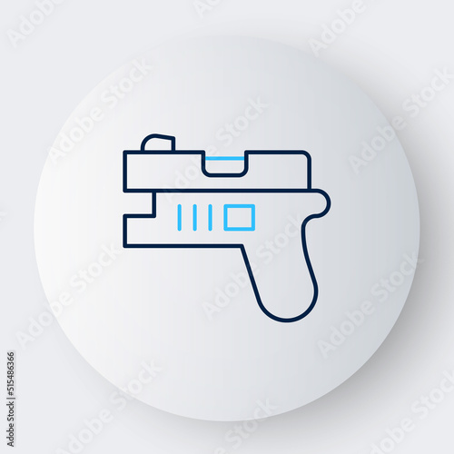 Line Futuristic space gun blaster icon isolated on white background. Laser Handgun. Alien Weapon. Colorful outline concept. Vector