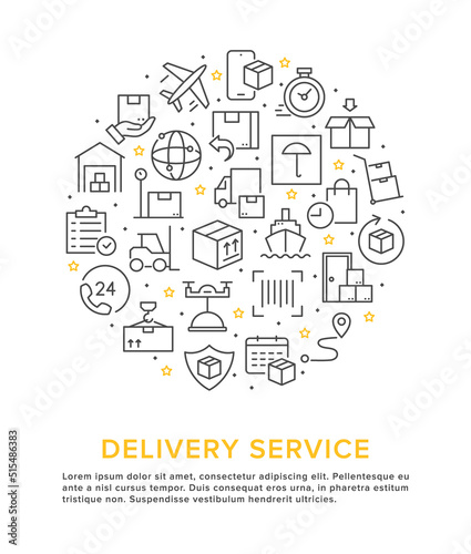 Online delivery service concept. Vector illustration of parcel delivery and shipping  order tracking  logistics. Concept for web design  banner  mobile application of fast delivery service  marketing