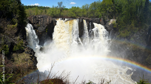 High falls with rainbow at Grand Portage State Park Minnesota