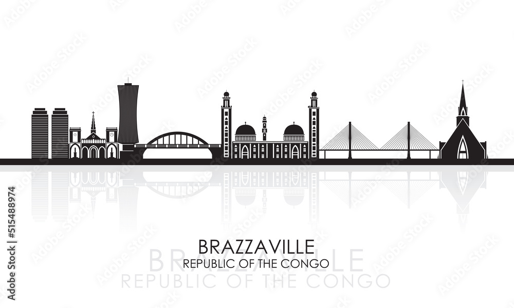 Silhouette Skyline panorama of Brazzaville, Republic of the Congo - vector illustration