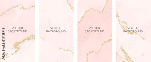 Set of vector universal backgrounds with watercolor effect copy space for text. Design for social media, story, card, invitation, feed post.