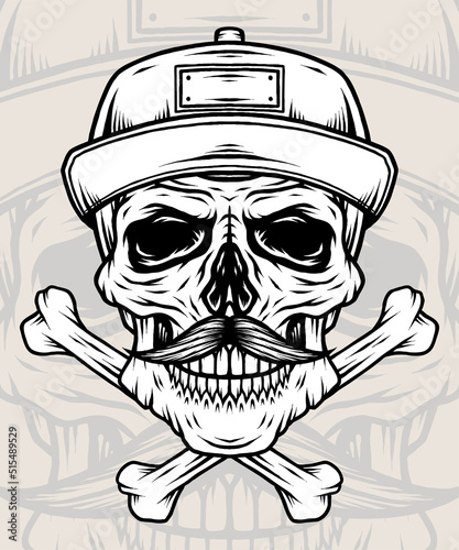 Vintage Bandit Skull Illustration