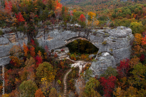Natural Arch - Sandstone Rock Arch - Autumn Colors - Daniel Boone National Forest - Kentucky