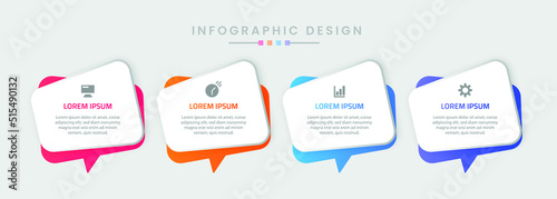 Infographic template design, Vector infographic design with 4 options or steps, Colorful gradient infographic design, Business infographic template for presentation, brochure, diagram, flow charts