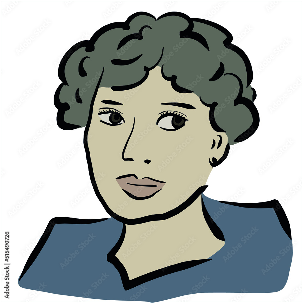 simple portrait of a woman. accountant. office worker. librarian .illustration. simple portrait of a woman. accountant. office worker. librarian .illustration.