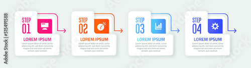 Infographic template design, Vector infographic design with 4 options or steps, Colorful gradient infographic design, Business infographic template for presentation, brochure, diagram, flow charts