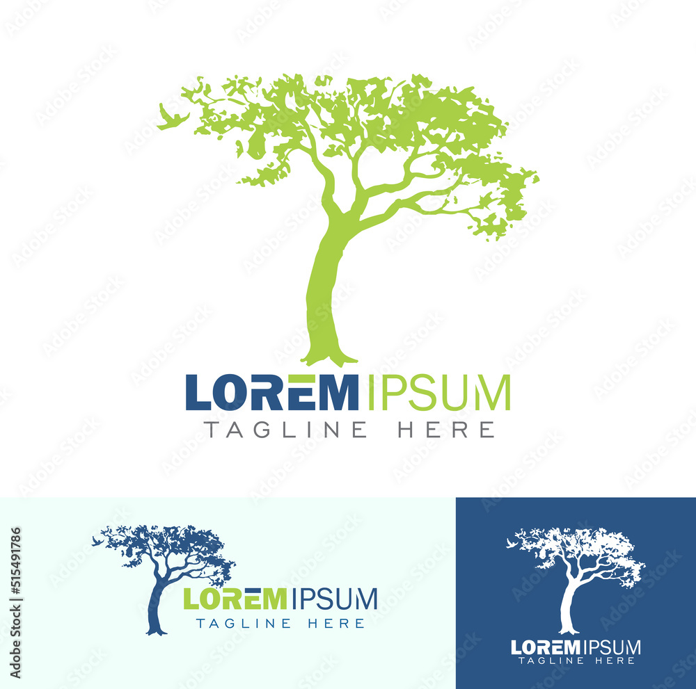 Obraz premium Simple Tree Line Logo Sign
