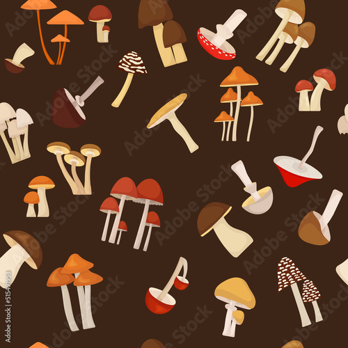 mushrooms, autumn seamless white background
