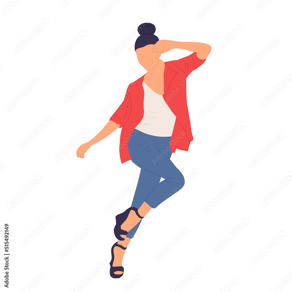 woman jumping in flat style, isolated, vector