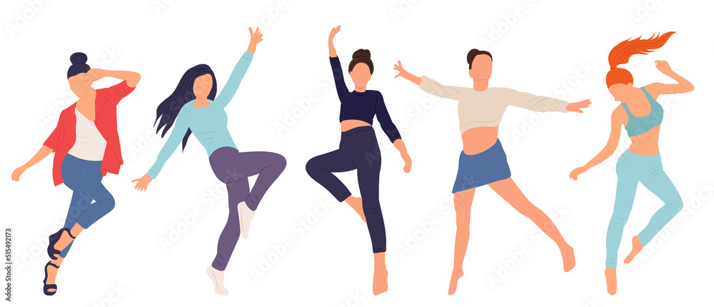 women jumping in flat style, isolated, vector women jumping in flat style, isolated, vector