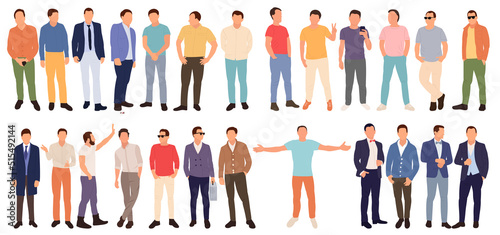 men standing in flat style, isolated, vector photo