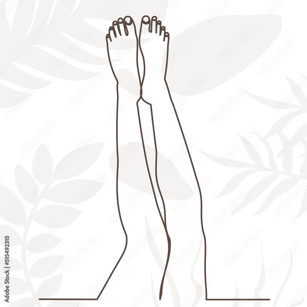 female legs drawing by one continuous line, on an abstract background female legs drawing by one continuous line, on an abstract background