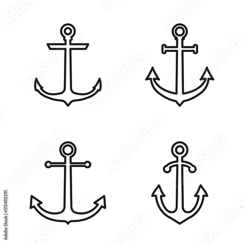 Anchor icon. Set. Vector illustration, flat design.