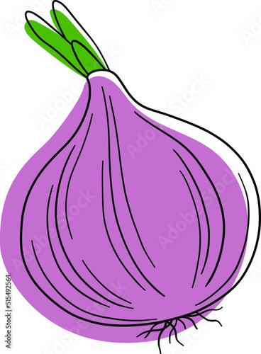 The red onion logo. Onions and green onions. Isolated onion on a white background