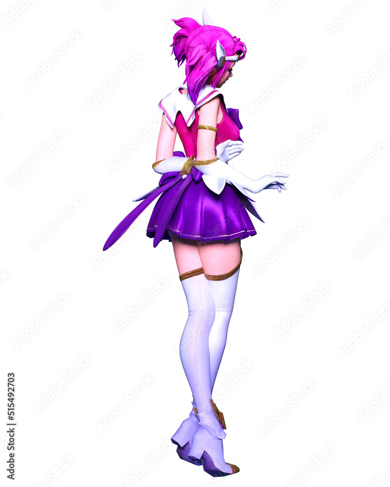 3D comics cosplay anime girl.