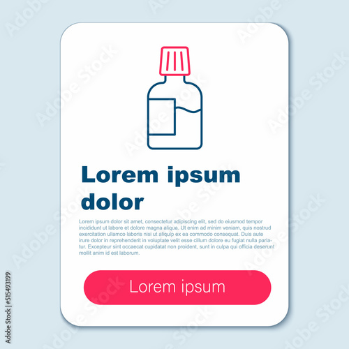 Line Mouthwash plastic bottle icon isolated on grey background. Liquid for rinsing mouth. Oralcare equipment. Colorful outline concept. Vector