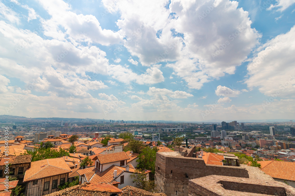 Cityscape of Ankara with cloudy sky. Capital city of Turkey