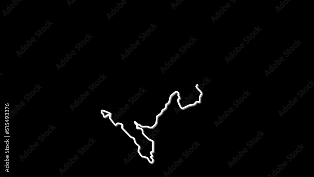 Montenegro map, country territory outline self drawing animation. Line art. Montenegro map, country territory outline self drawing animation. Line art.