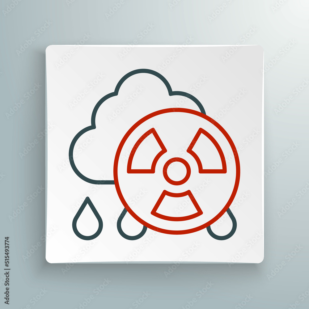 Line Acid rain and radioactive cloud icon isolated on white background. Effects of toxic air pollution on the environment. Colorful outline concept. Vector Line Acid rain and radioactive cloud icon isolated on white background. Effects of toxic air pollution on the environment. Colorful outline concept. Vector