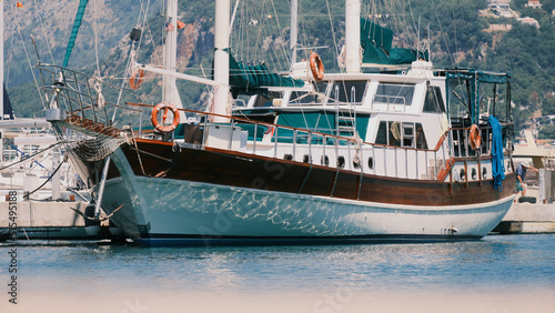 Big beautiful sailing yacht before unanchoring photo