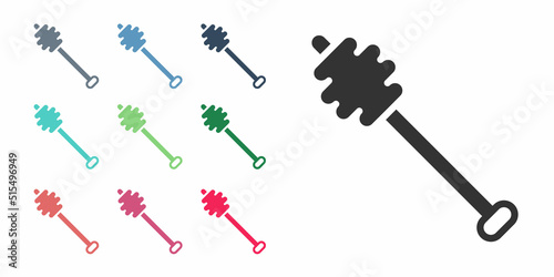 Black Honey dipper stick icon isolated on white background. Honey ladle. Set icons colorful. Vector