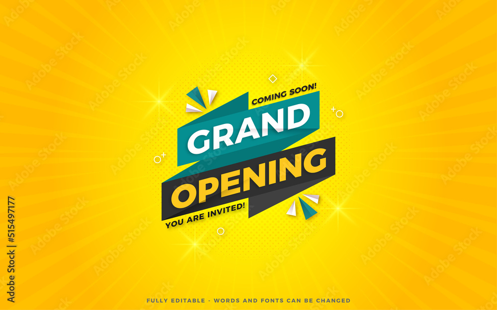 Grand opening sale poster, sale banner design template with 3d editable text effect Grand opening sale poster, sale banner design template with 3d editable text effect