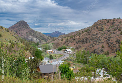 Small, one road town in Mitchell Oregon in the United States.