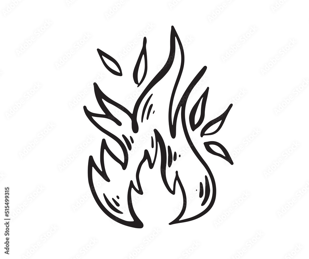 Bonfire set, hand drawn illustration, flame, burning. Bonfire set, hand drawn illustration, flame, burning.