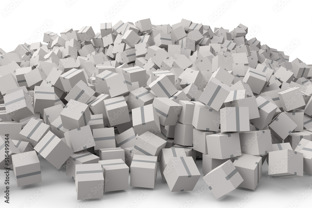 Cardboard box or carton on white background, carrying parcel and online shopping