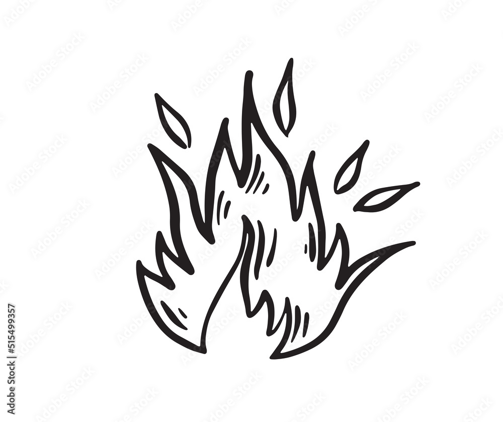 Bonfire set, hand drawn illustration, flame, burning. Bonfire set, hand drawn illustration, flame, burning.