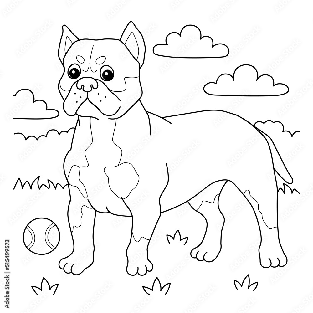 American Bully Dog Coloring Page for Kids vector de Stock Adobe Stock