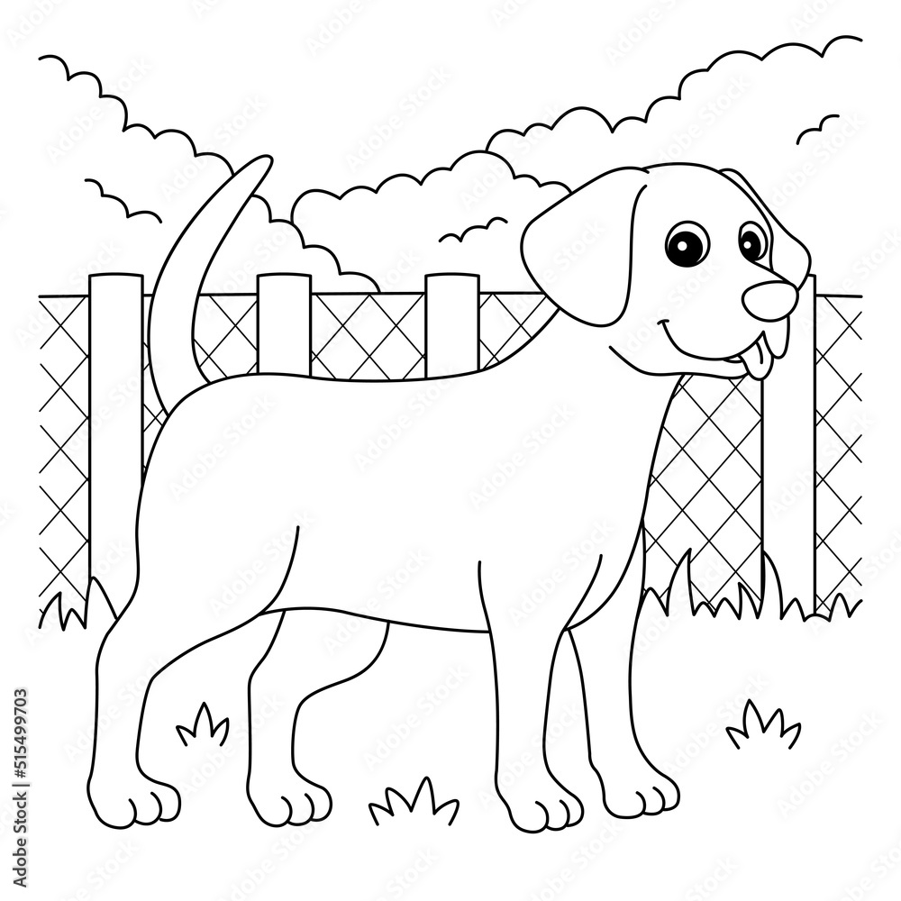 Chocolate Lab Dog Coloring Page for Kids Stock Vector | Adobe Stock