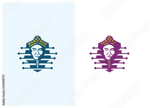 Pharaoh head with electronic nodes illustration design [vector] 