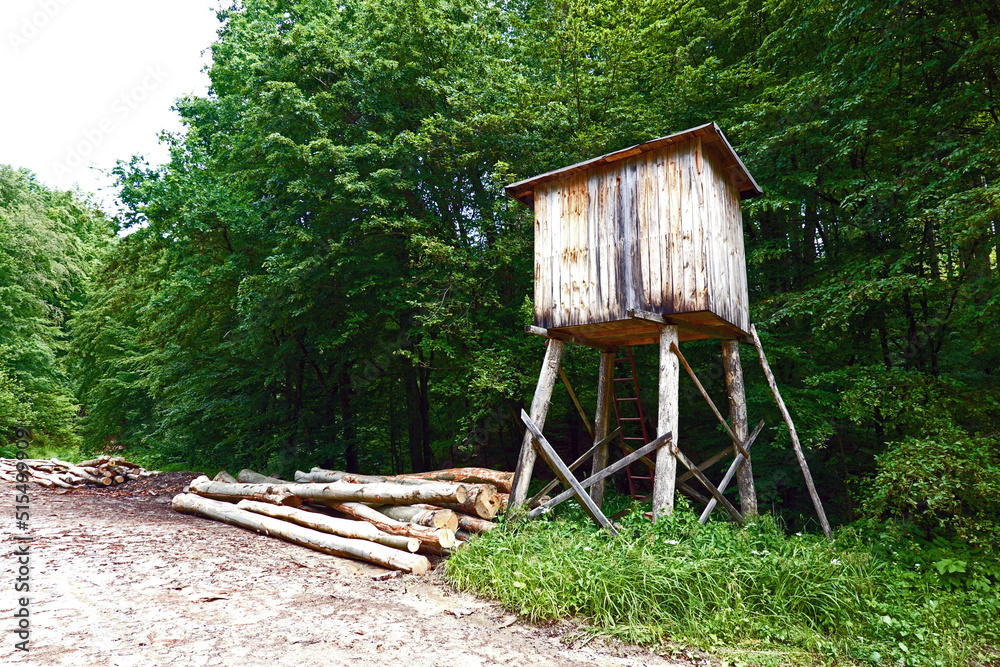 A hunting tower built of wood