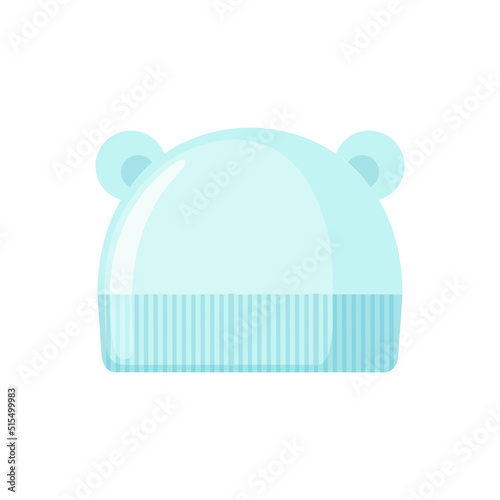 Baby hat with bear ears icon in flat style isolated on white background.