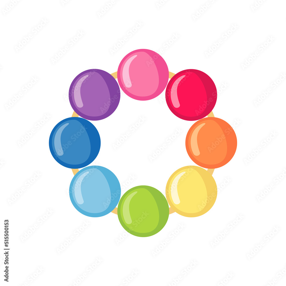 Colorful baby rattle icon in flat style isolated on white background.