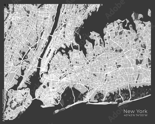 New York Map - abstract monochrome design for interior posters, wallpaper, wall art, or other printing products. Vector illustration