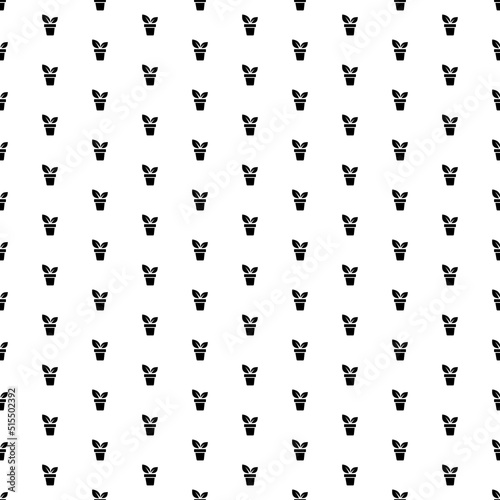 Square seamless background pattern from black plant in pot symbols. The pattern is evenly filled. Vector illustration on white background