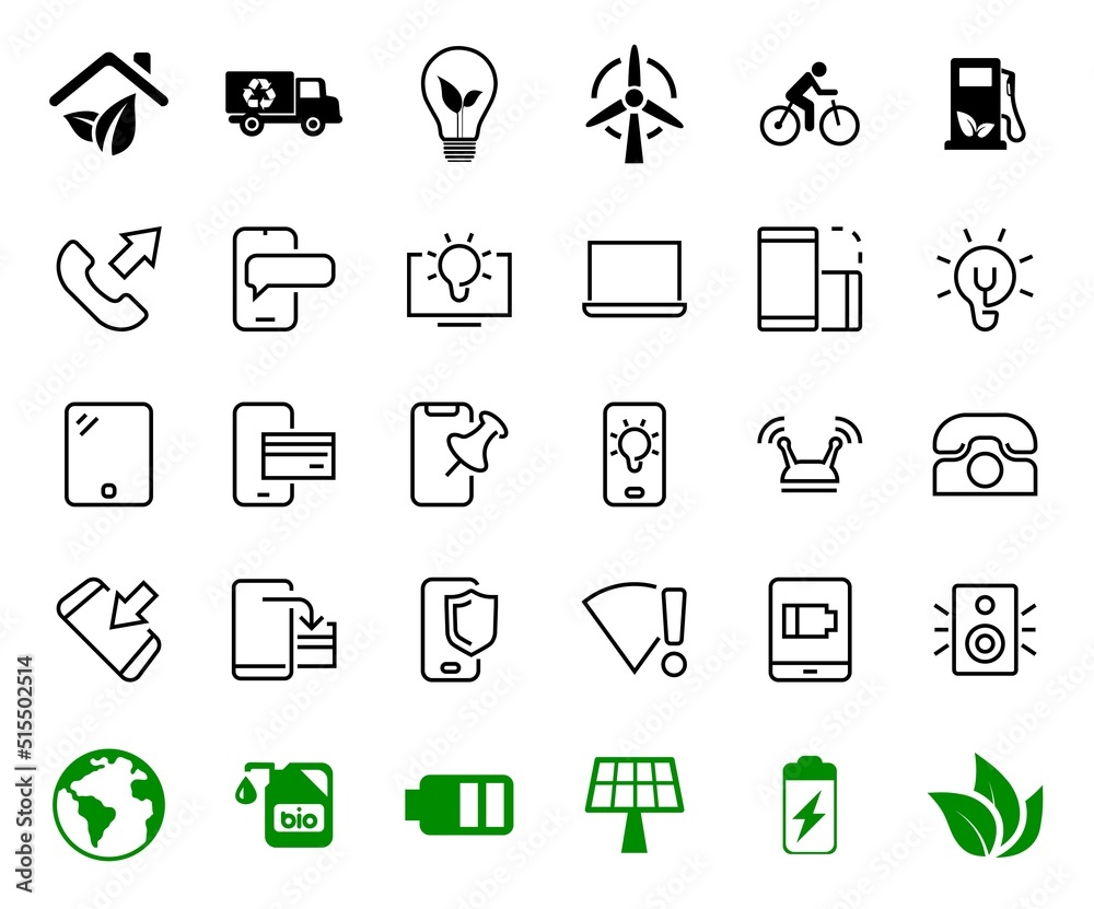 Fototapeta premium GADGET Set of vector icons of smart devices such as laptop, tablet, protection program, phone, digital network, thin line vector gadget icons, editable stroke