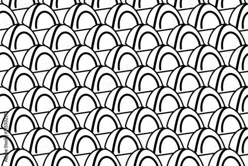 Seamless pattern completely filled with outlines of tourist tents. Elements are evenly spaced. Vector illustration on white background