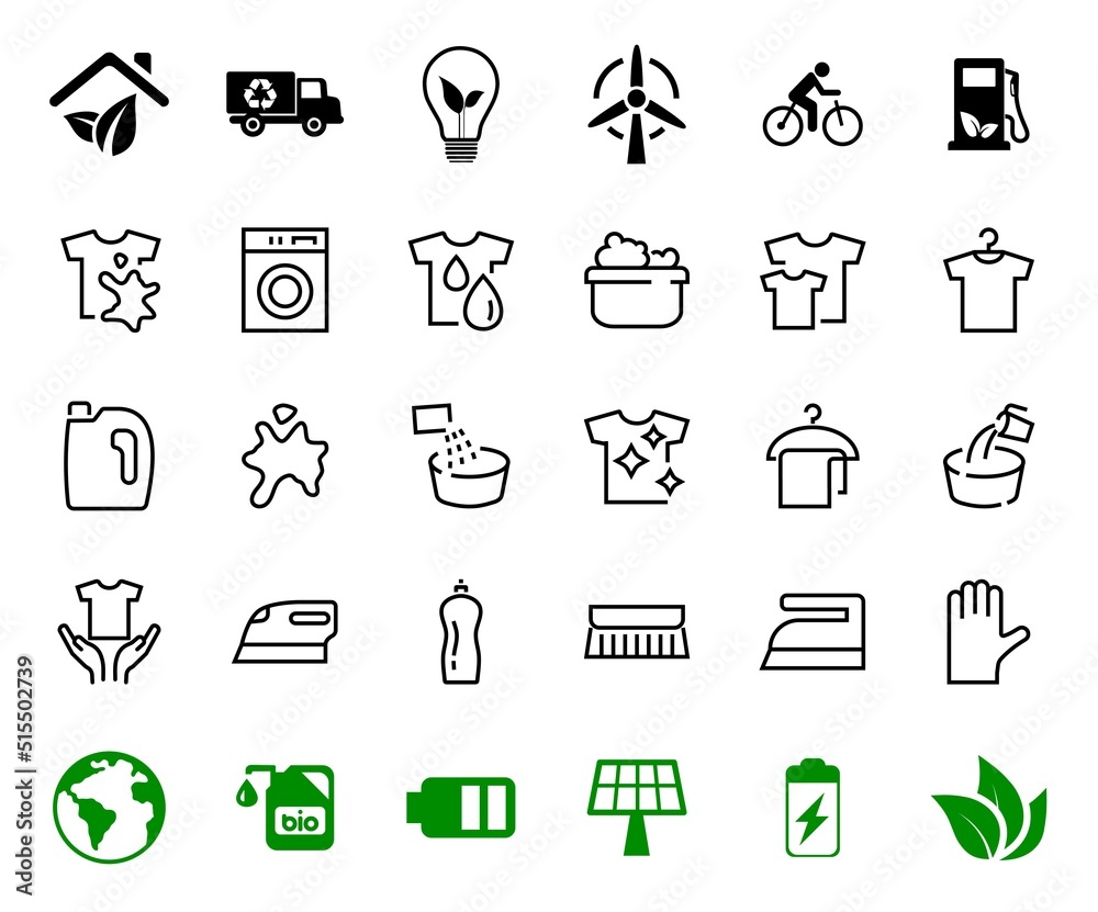 Simple set of washing related vector line Icons. Contains icons such as washing machine, powder, laundry, dirty t-shirt and much more. On a white background, editable stroke. 48x48 pixels perfect