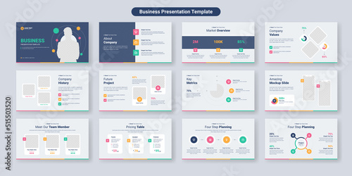 Creative business PowerPoint presentation slides template design. Use for modern keynote presentation background, brochure design, website slider, landing page, annual report, company profile