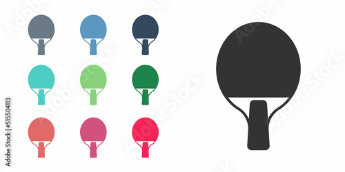 Black Racket for playing table tennis icon isolated on white background. Set icons colorful. Vector