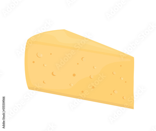 Semi-hard cheese with eyes, gouda, tomme or havarti, vector Illustration on white background