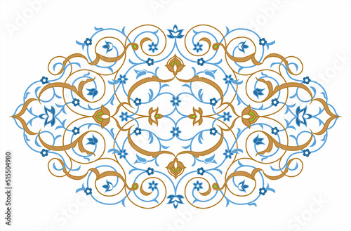 Traditional islamic floral ornament arabesque isolated on white. Vector illustration.