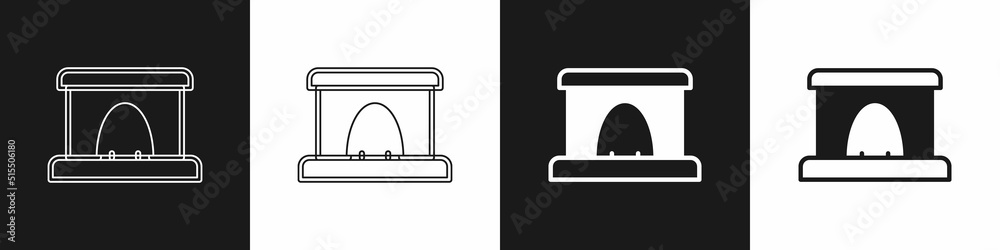 Set Railway tunnel icon isolated on black and white background. Railroad tunnel. Vector Set Railway tunnel icon isolated on black and white background. Railroad tunnel. Vector